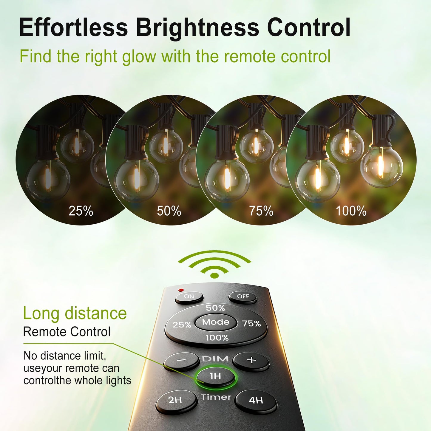 Outdoor-String-Lights-Patio-LED-Light-Outside 300FT Waterproof Dimmer Remote Outdoor Lighting with 3 Modes G40 Globe Plastic LED Bulbs Hanging Lights