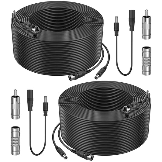 Flashmen 2PK 115Ft Security Camera Cable - All-in-One HD Video Power Cable for DVR & Monitor with BNC Connectors