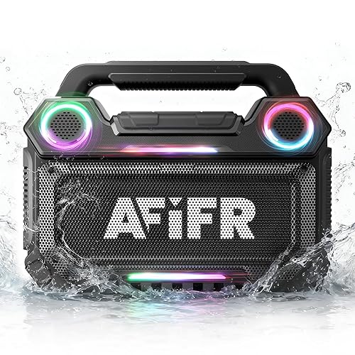 AFIFR Outdoor Bluetooth Speaker, 160W Loud Bass! Rugged, IP67 Waterproof, 24H Playtime with Lights, Wireless TWS Pairing Portable Speakers for Party