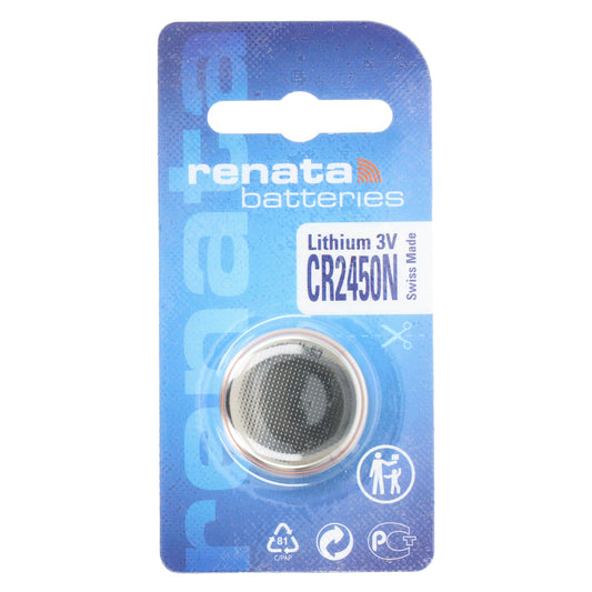 One (1) X Renata CR2450N Lithium Watch/Key/Gadget Battery 3v Blister Packed - Swiss Made Quality