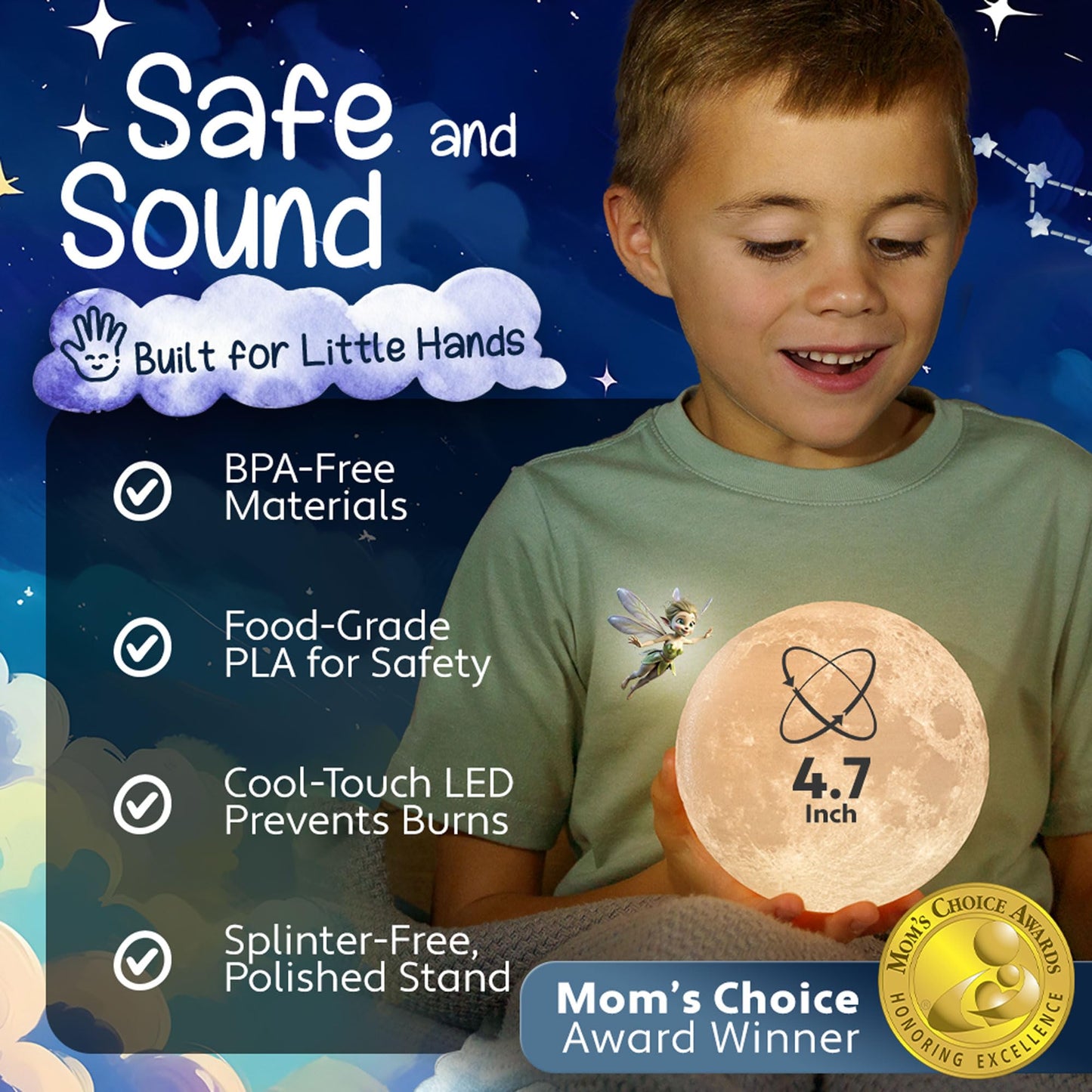 Mind-Glowing Moon Lamp - 3D Moon Night Light for Kids Bedroom - Globe Nightlight with Multi Color LED, Touch/Remote Control - Birthday Gift for Any