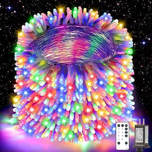 Christmas Lights String Outdoor Indoor, Xmas Tree Decorations Lights, Plug in Twinkle Fairy Light with Remote Timer Dimmable for Room Yard Holiday