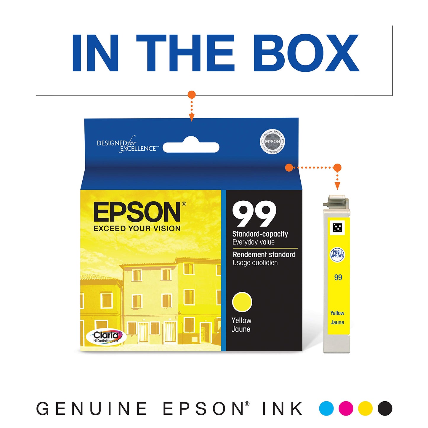 Epson 99 Claria Hi-Definition Ink Standard Capacity Yellow Cartridge (T099420-S) Works with Artisan-700, 710, 725, 730, 800, 810, 835, 837