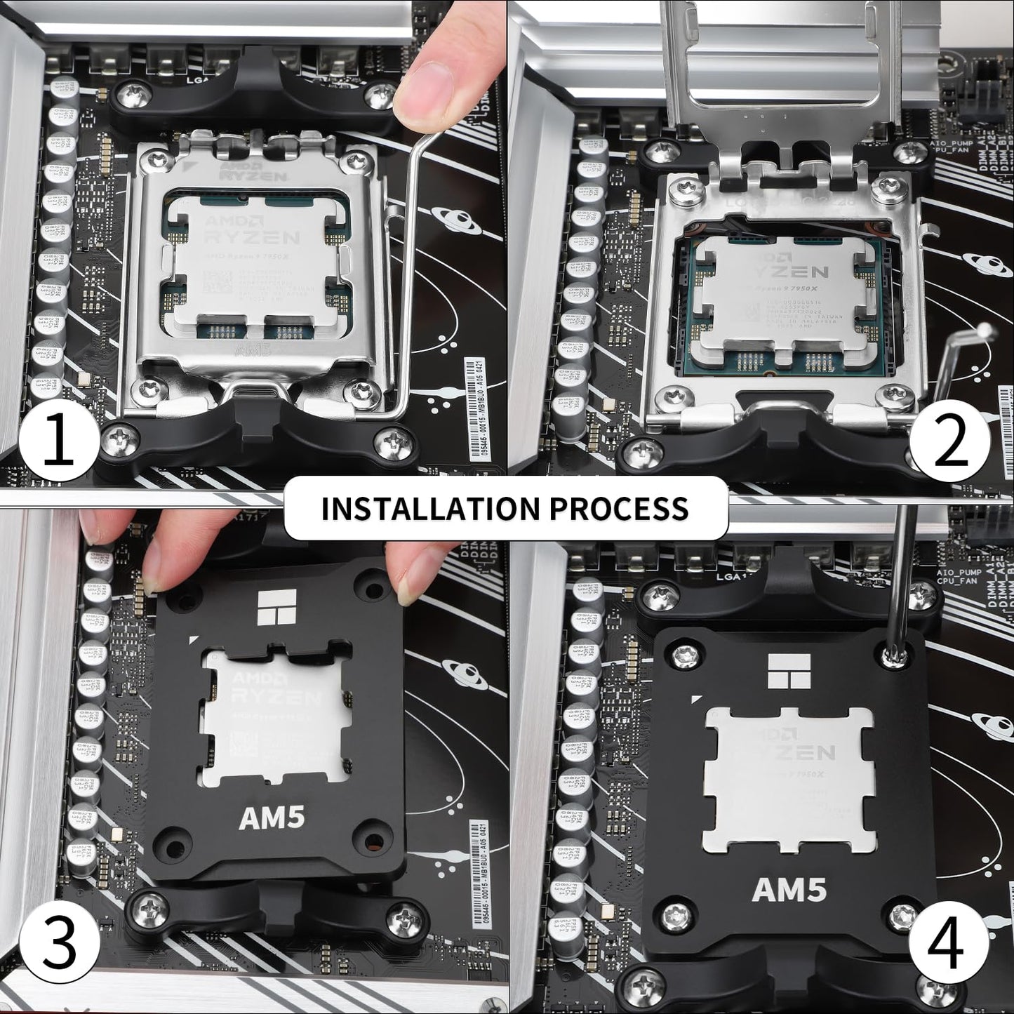 Thermalright AM5 Secure Frame Black V2 CPU Holder, AM5 Corrective Anti-Bending Fixing Avoiding capacitors, AM5 Secure Frame, AM5 Anti-Bending Contact