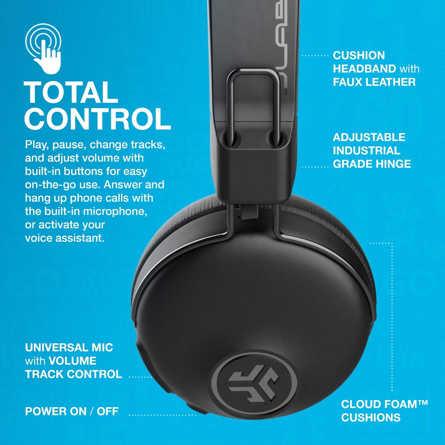JLab Studio ANC On-Ear Wireless Headphones, Black, 34+ Hour Bluetooth 5 Playtime, 28+ Hour with Active Noise Cancellation, EQ3 Custom Sound…