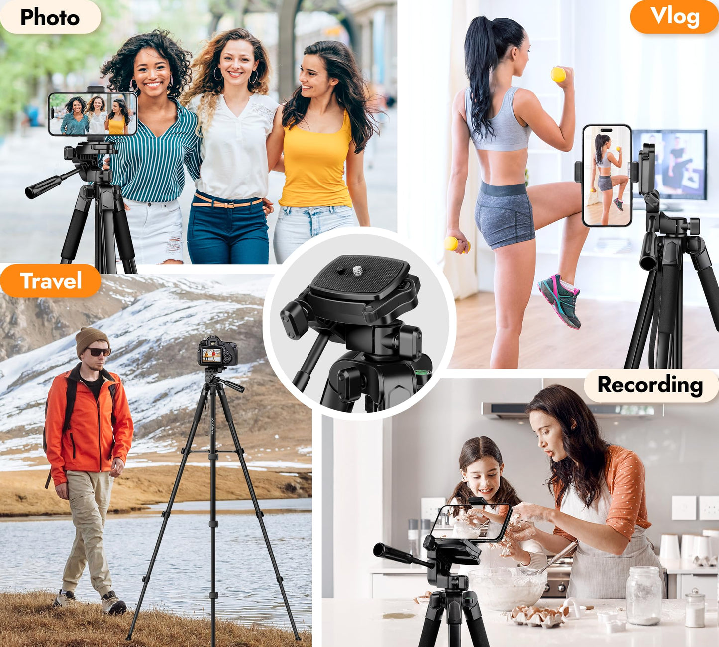 JOILCAN Phone Tripod Stand - 67" Aluminum Extendable Tripod with Remote, Portable Tripods for iPhone Photos Selfie & Video, Compatible with iPhone