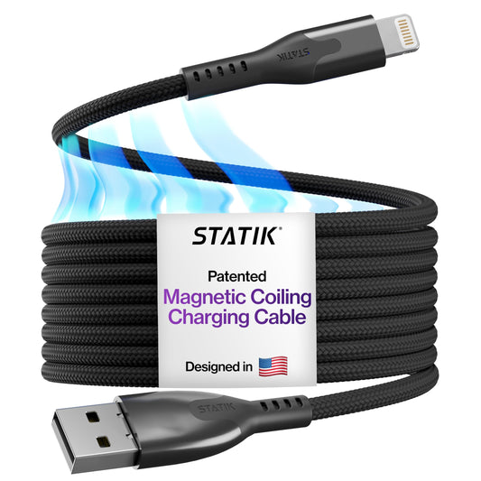 Statik MagStack USB A to Lightning Coiling Magnetic Charging Cable, 12W