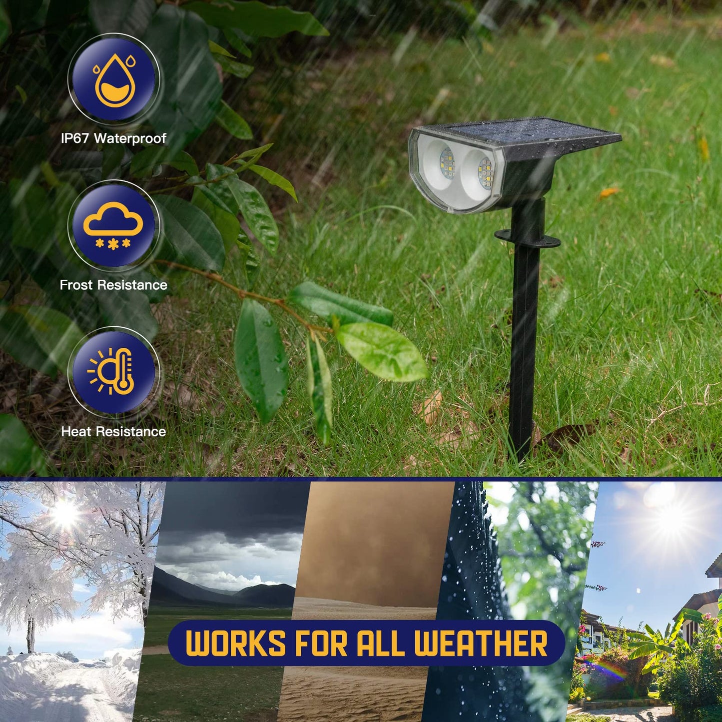 Kyosho Solar Color Spot Lights Outdoor, 9 Lighting Modes Halloween Christmas Lights, 38 LEDs Color Changing Waterproof RGBW Multicolor Tree Pool Solar