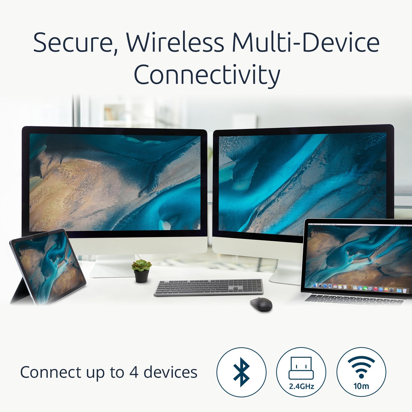 Kensington KB535 Wireless Keyboard, Bluetooth & 2.4GHz Connection, Full-Size Layout, Quiet Scissor-Switch Keys, Programmable, Copilot Hotkey