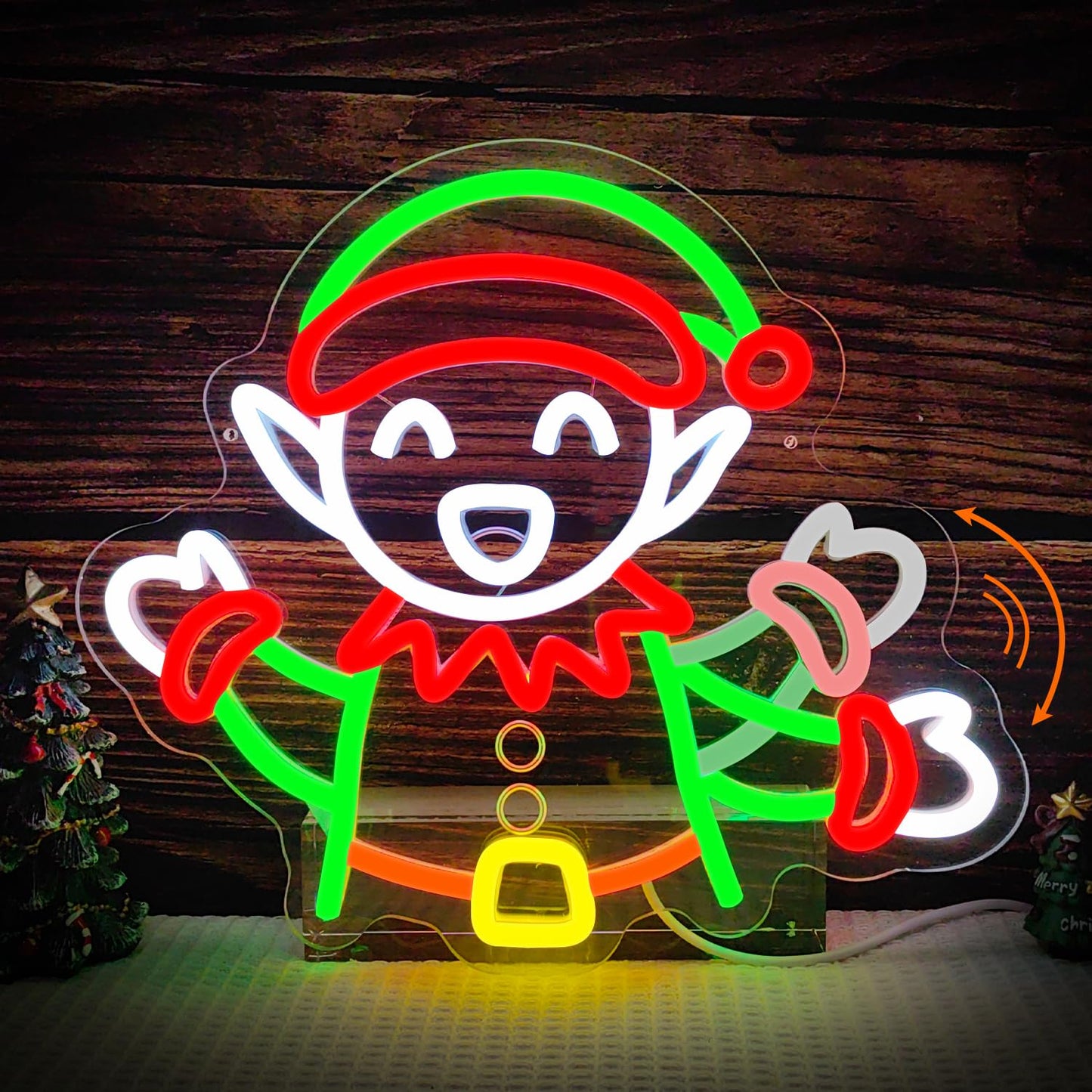 Elf Waving Christmas Neon Sign Elf Neon Sign Dimmable Christmas Led Sign for Wall Decor christmas Neon Window Lights for Holiday Party Bedroom Living