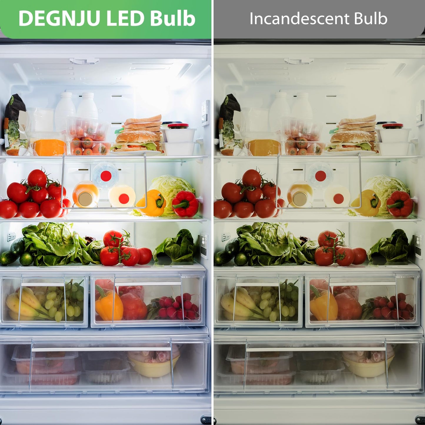 DEGNJU LED Refrigerator Light Bulb, 40 Watt Equivalent, 120V, Fridge Light Bulb 5000K Daylight White, A15 Appliance Bulb 5.5W for Freezer, 650LM, E26