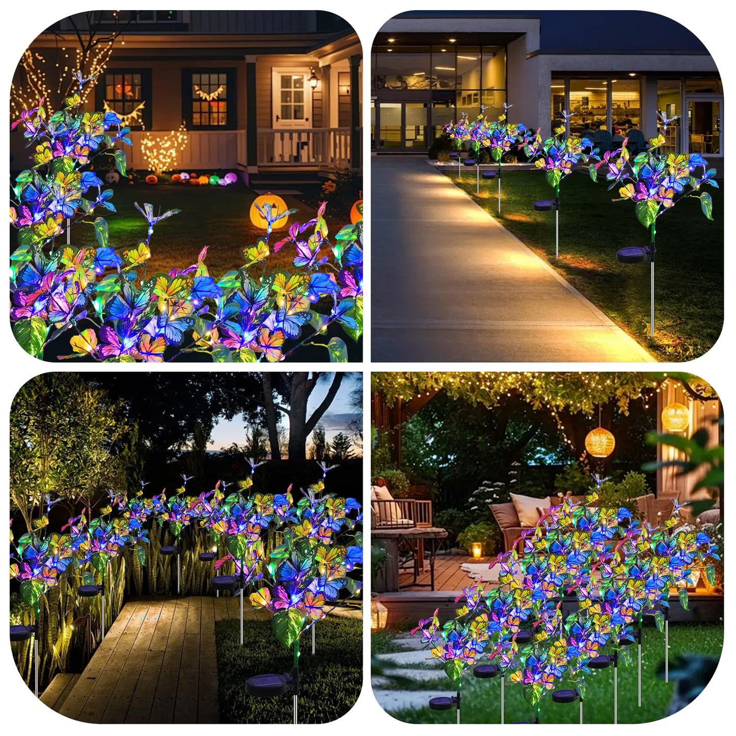 Aureate Horizon Solar Garden Lights Outdoor Waterproof Solar Lights 4 Pack with New Upgraded 40 LED 18 Butterfly Outdoor Lights for Yard Outside