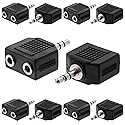 Cmple - [10 Pack] 3.5mm Stereo Plug to 2X 3.5mm Stereo Jack Adapter, 3.5mm Stereo Male to 2X 3.5mm Stereo Female Coupler