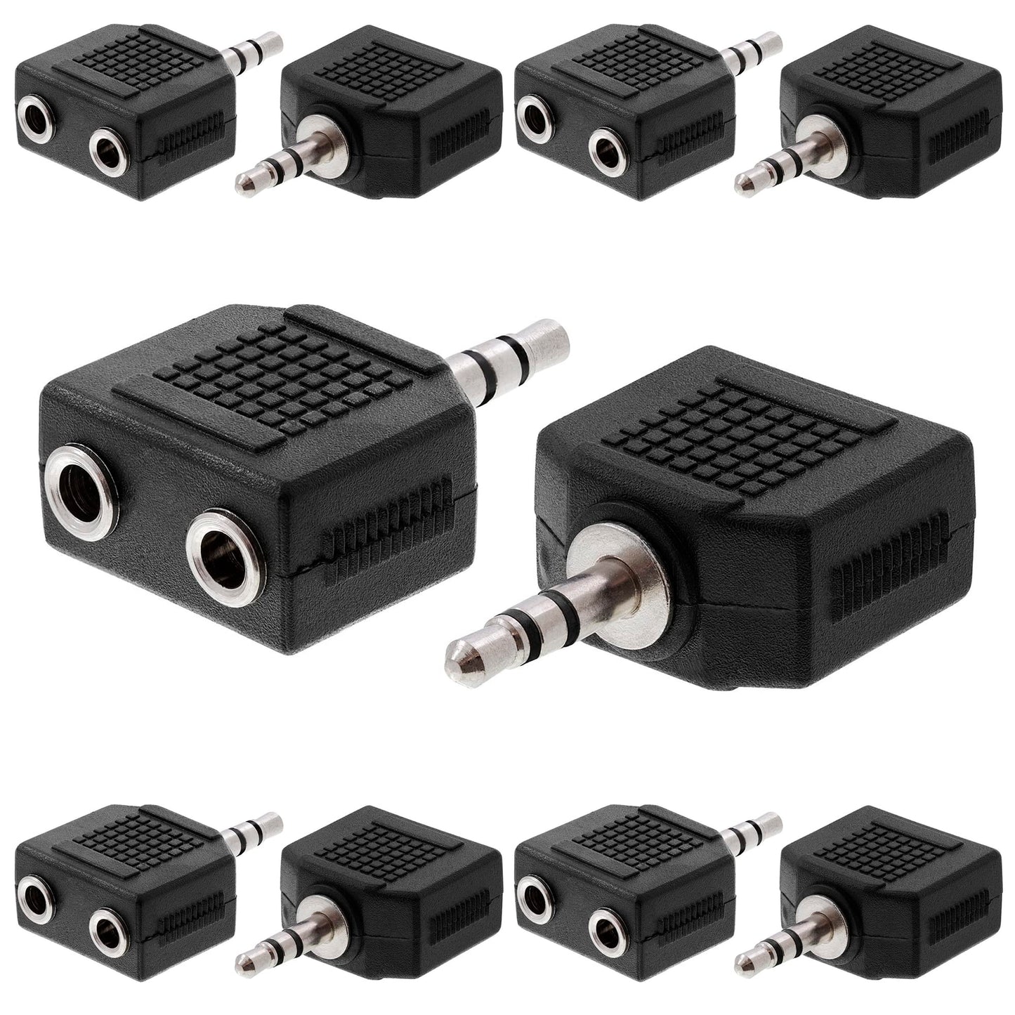 Cmple - [10 Pack] 3.5mm Stereo Plug to 2X 3.5mm Stereo Jack Adapter, 3.5mm Stereo Male to 2X 3.5mm Stereo Female Coupler