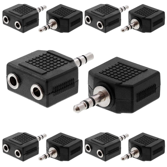 Cmple - [10 Pack] 3.5mm Stereo Plug to 2X 3.5mm Stereo Jack Adapter, 3.5mm Stereo Male to 2X 3.5mm Stereo Female Coupler