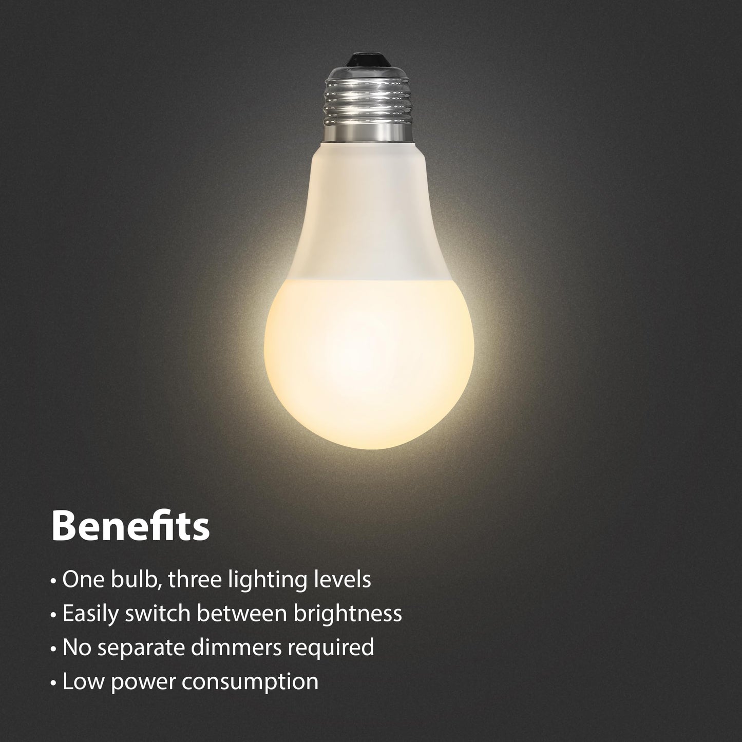 Feit Electric A19 LED Light Bulb, 65W Eq, Soft White, 3Way Dimming