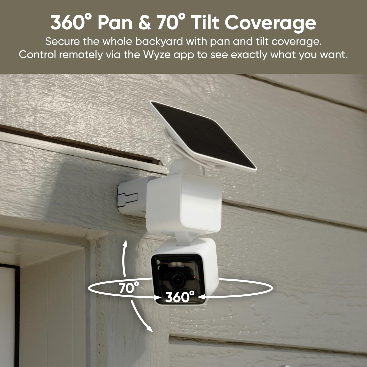 WYZE Solar Cam Pan (Flagship Model), Security Cameras Wireless Outdoor, 2K 360° Pan-Tilt Battery Powered 2.4GHz Wi-Fi Cameras for Home Security, AI
