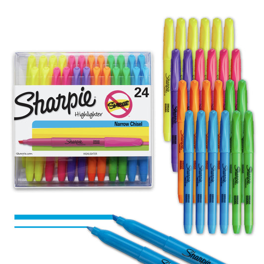 Sharpie Pocket Highlighters, Chisel Tip, Assorted Colors, 24 Count - Back to School, Office, Teacher Supplies
