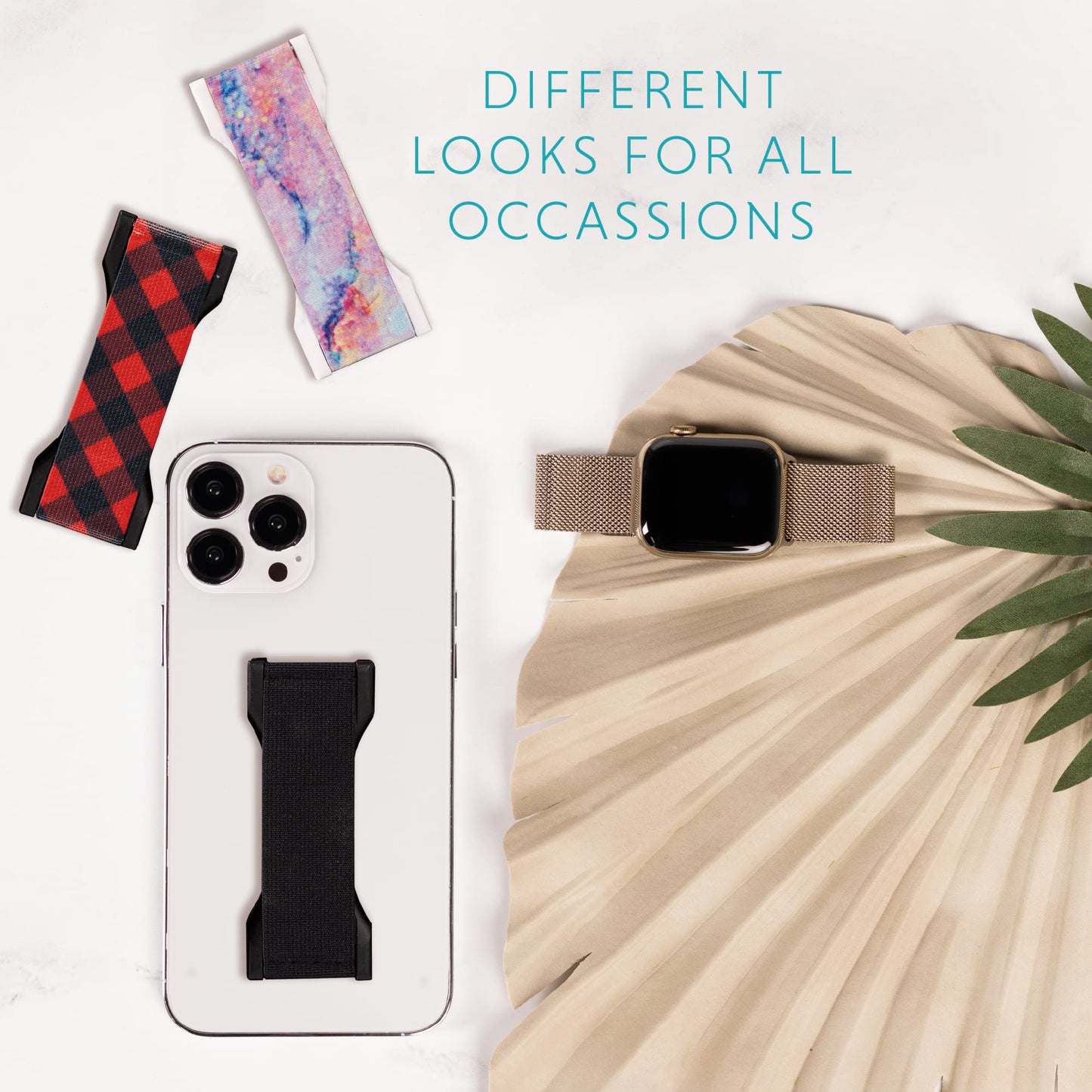 LOVEHANDLE PRO Premium Phone Grip - Elastic Phone Strap - Magnetic Phone Mount and Kickstand for Smartphone and Tablet - Red Flannel