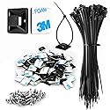 Zip Tie Mount 3/4" Black Small Wire Tie Adhesive Mounting 100 Pcs for Wire Clips Cable Management Cable Tie Anchors for Home Office Wiring Durable
