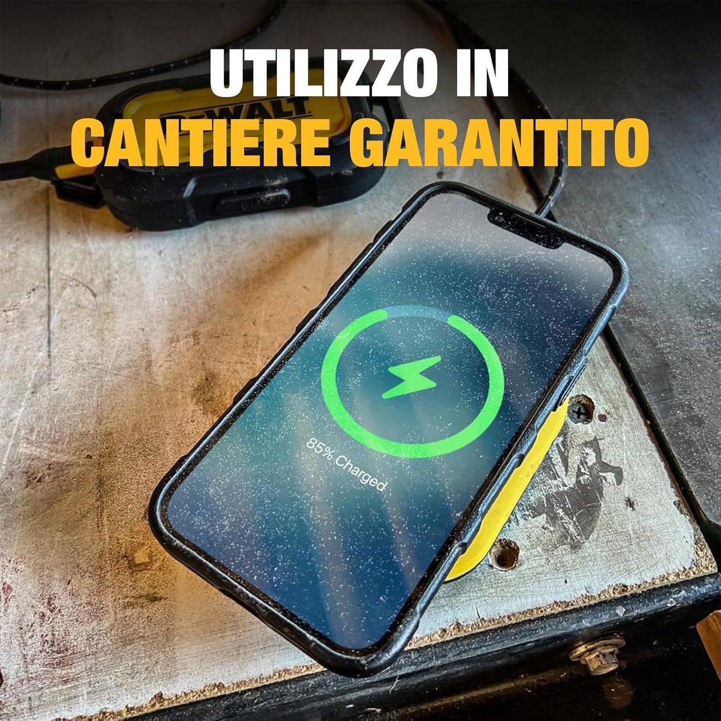DEWALT Heavy Duty Wireless Charger, 10W Max Fast Wireless Charging Pad Compatible with iPhone 17/16/15/14/13/12/11/X/8 Pro Max Plus Samsung Galaxy