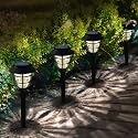 10 Pack Solar Pathway Lights Outdoor - Bright Solar Powered Garden Light with Warm White LED, Auto On/Off Waterproof Path Lights Decorative, Landscape