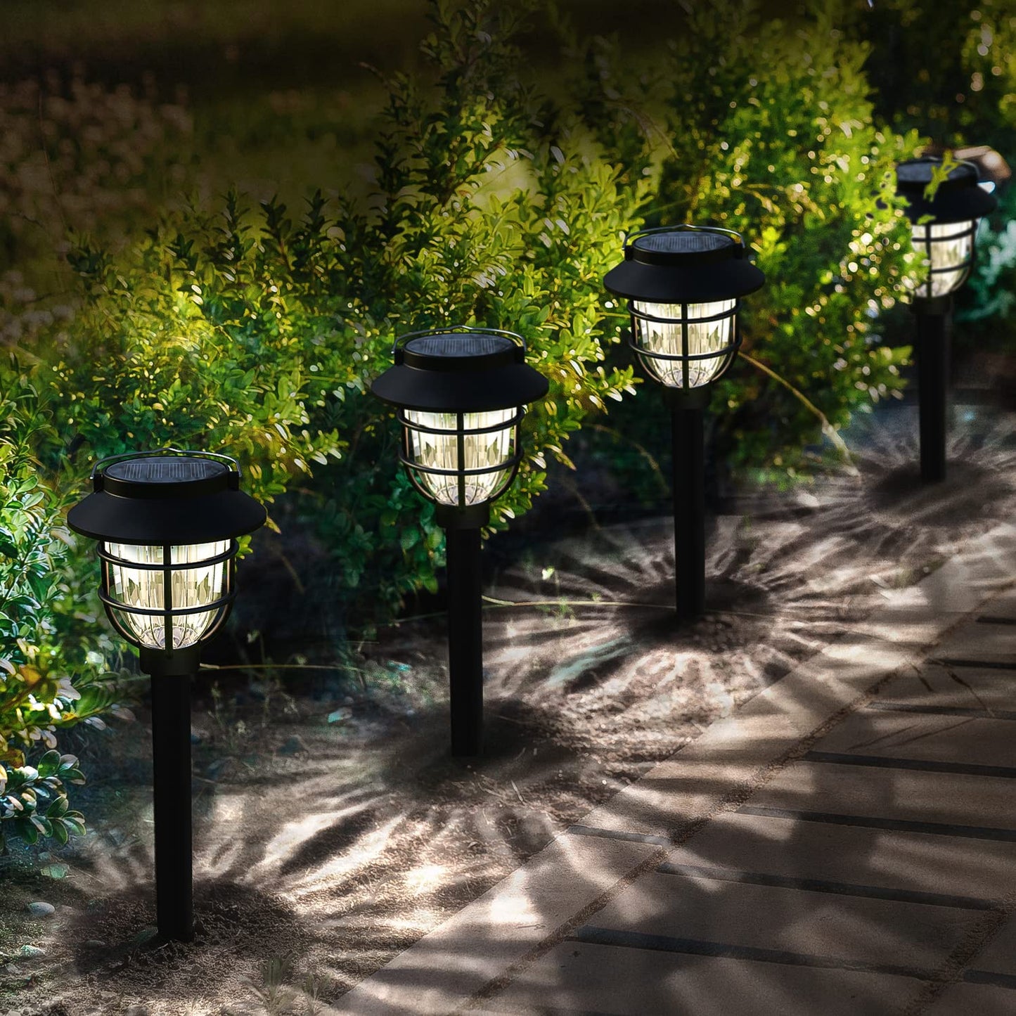 10 Pack Solar Pathway Lights Outdoor - Bright Solar Powered Garden Light with Warm White LED, Auto On/Off Waterproof Path Lights Decorative, Landscape