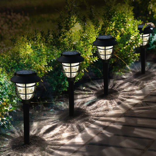 10 Pack Solar Pathway Lights Outdoor - Bright Solar Powered Garden Light with Warm White LED, Auto On/Off Waterproof Path Lights Decorative, Landscape