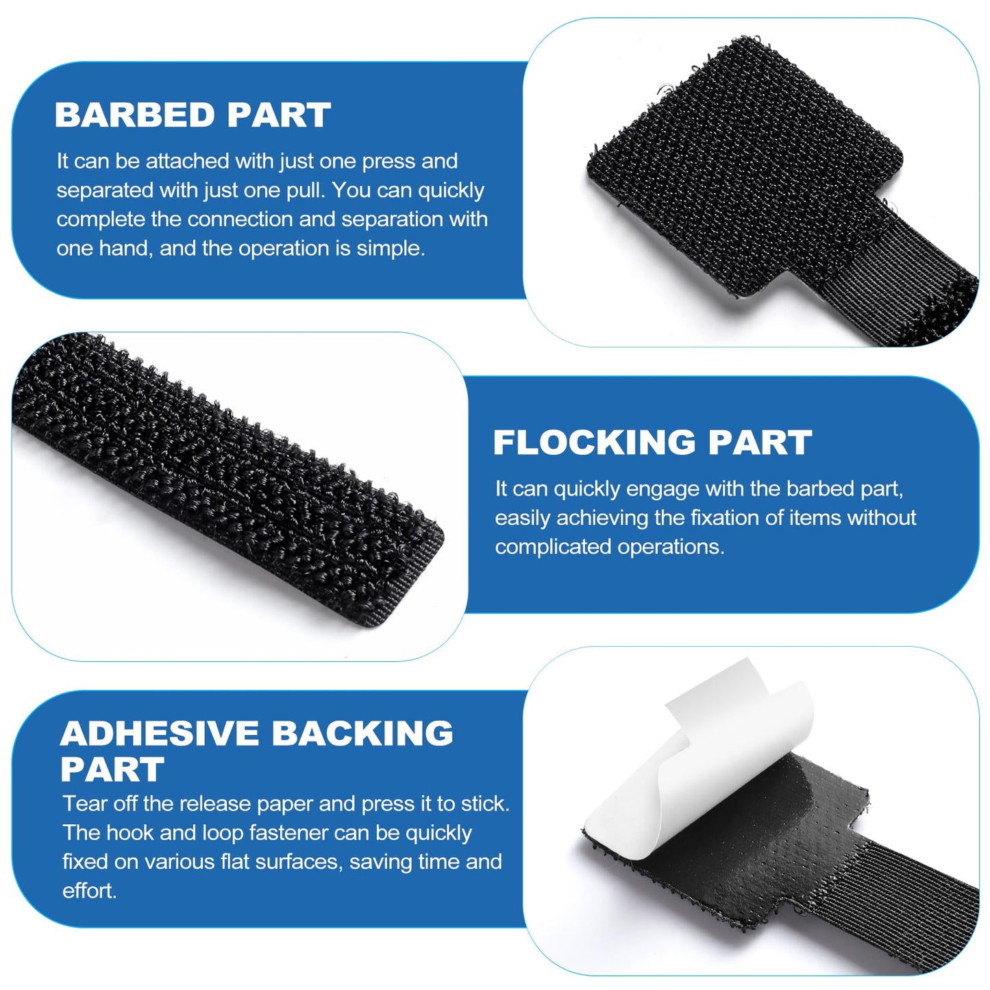 RingsTown 120 Pieces Self-Adhesive Hook and Loop Cable Straps - Perfect for Office and Home Cable Management, Easily Organize Desktop Cables