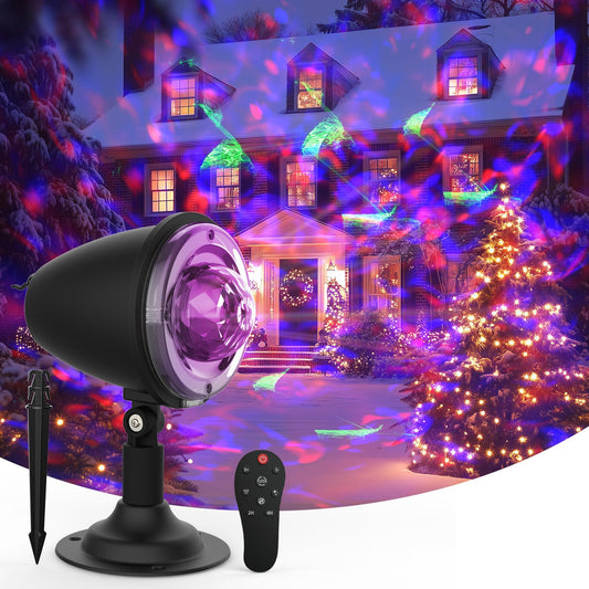 Christmas Halloween Projector Lights Outdoor,Holiday Projector Lights with Remote and Timer,10 Colors Aurora & Ocean Wave,Waterproof LED Landscape
