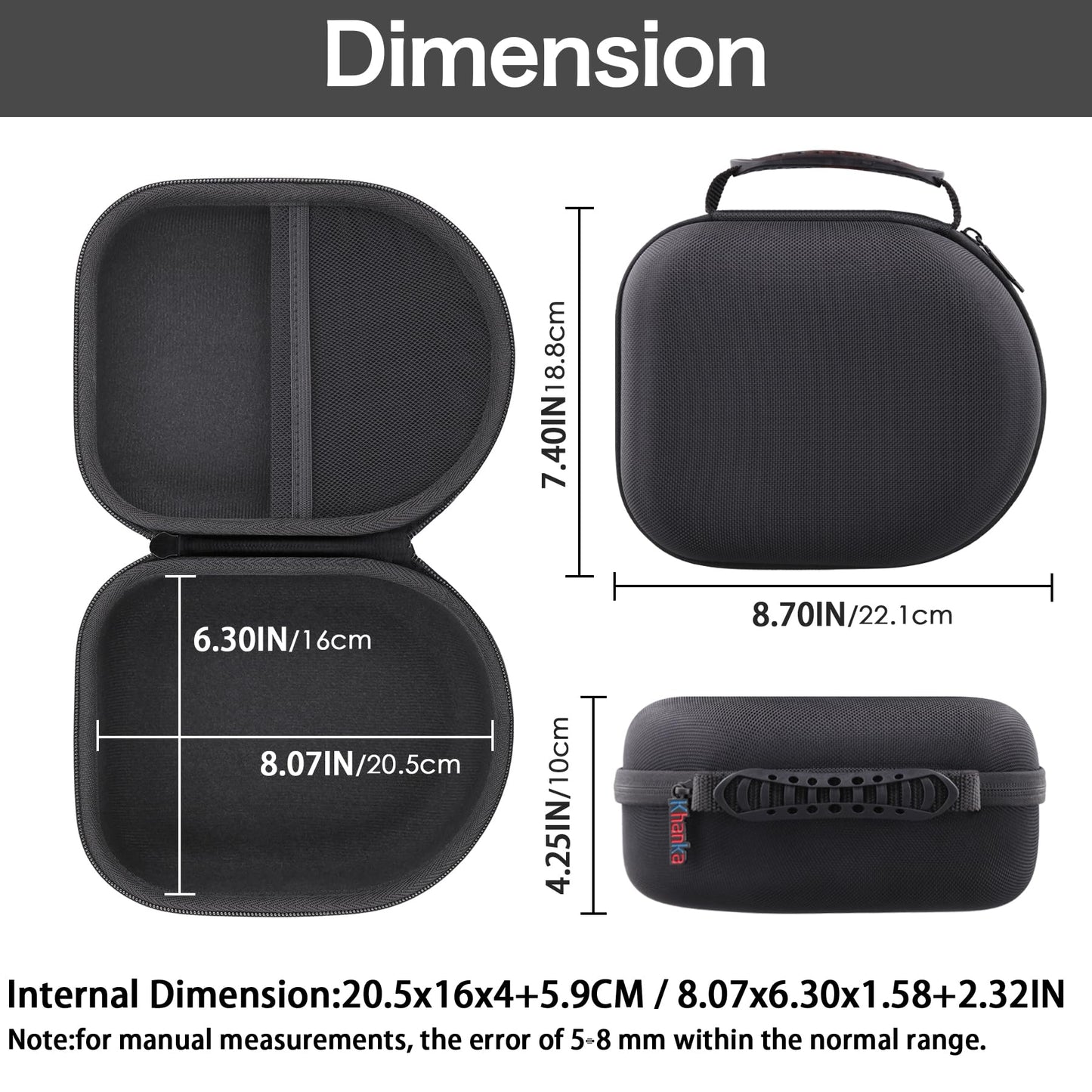 khanka Headphone Case for Audio-Technica ATH-M50X / ATH-M20X / ATH-M40X / ATH-M30X/ ATH-M50xBT2 / ATH-M50xBT2DS Studio Monitor Headphones,Case Only