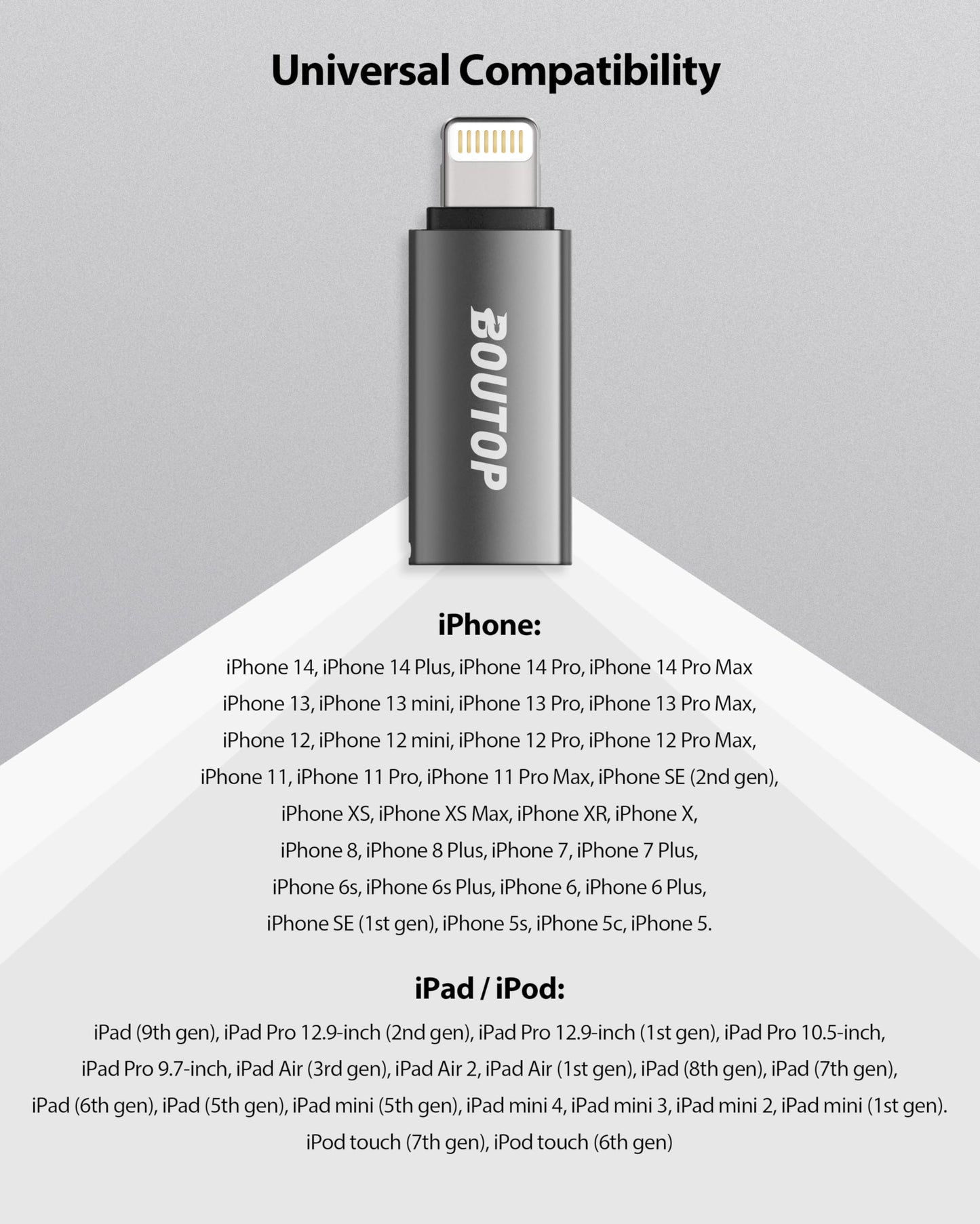 BOUTOP [MFi Certified] 27W USB C to Lightning Adapter Support PD Fast Charging,Not for Audio Headphones Compatible with iPhone 14/13/12/11 iPad iPod…