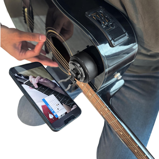 MotivatEM Strum Screen Guitar Phone Mount - Hands-Free Phone Holder with Vacuum Suction for Guitar - Perfect for Watching Tutorials & Tabs - Universal