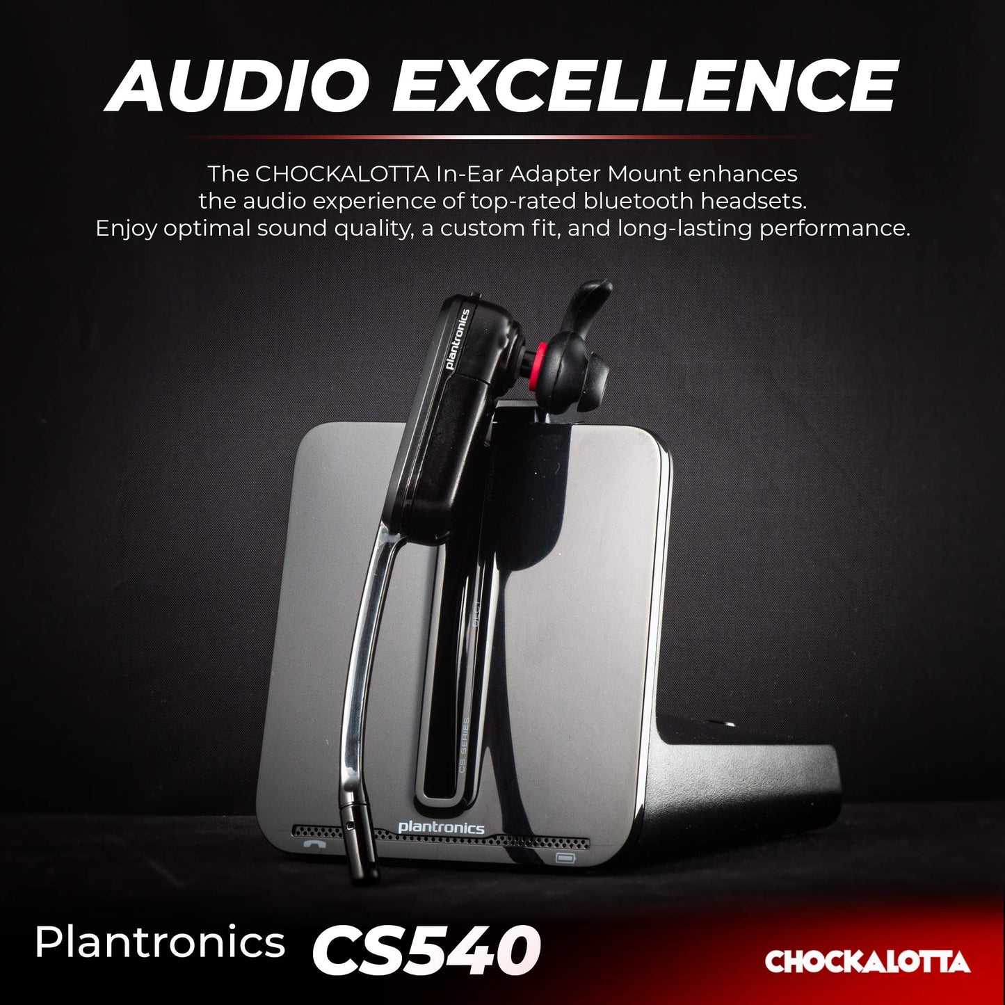 CHOCKALOTTA Eartip Adapter and Silicone Hook Eartips Compatible with Plantronics Poly CS540 / W440 / W740 / WH500 Headsets (1-Pack Adapter + 3 Pcs