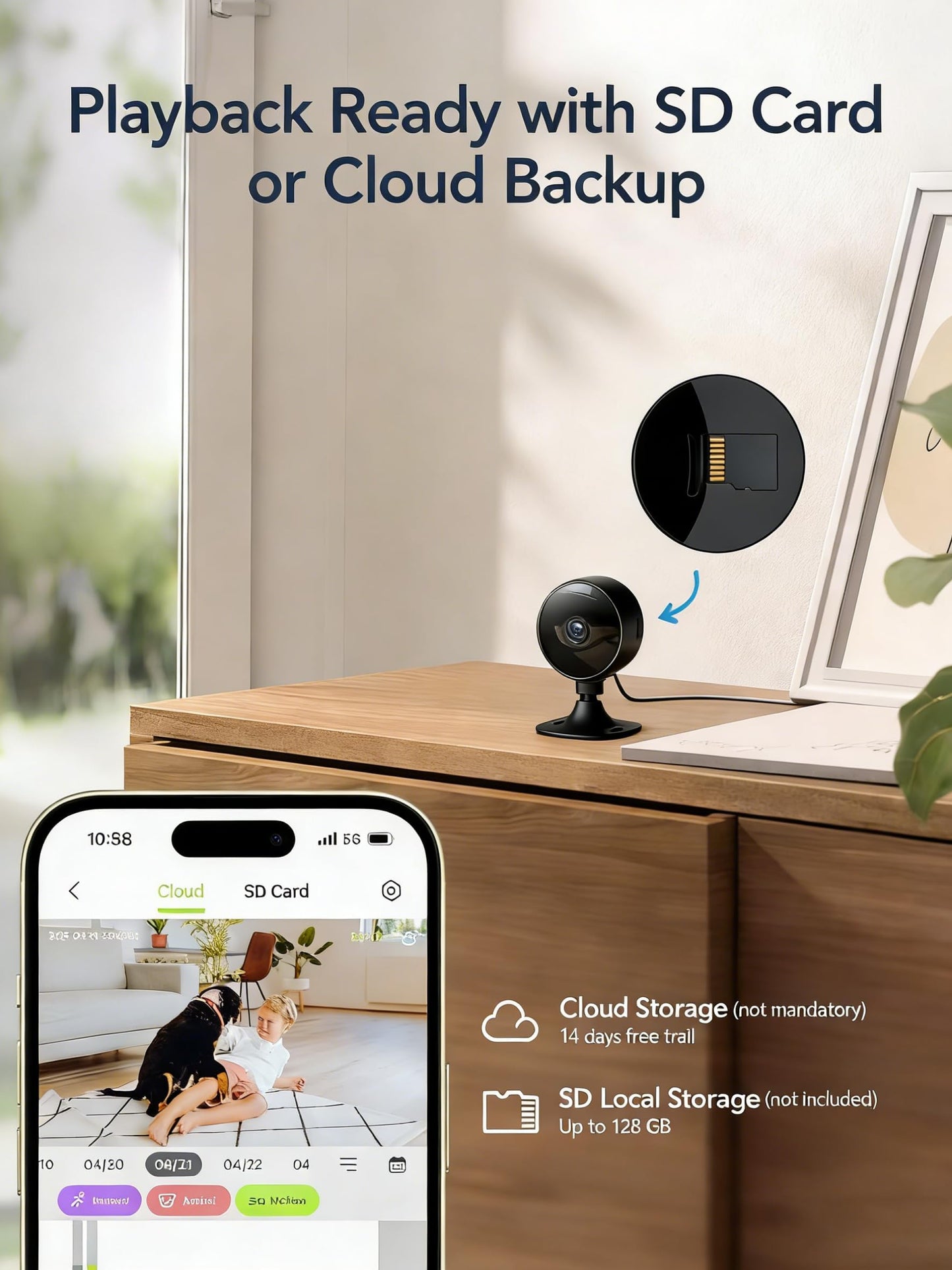 GNCC Only 2.4GHz Indoor Security Camera, 1080P Cameras for Home Security, Motion Detection, 2-Way Audio, Night Vision, Dog Camera with App, Easy