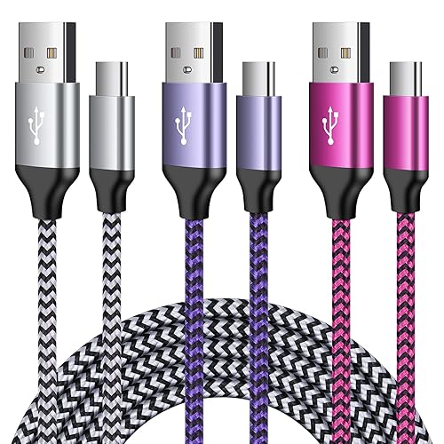 USB C Charger Cable Fast Charging Cord 3PC for Samsung Galaxy A17 A16 A15 5G/A35/S25Ultra/A54/S24FE/A14/A13/A53/S23/S21,iPhone 17 16 15,Pixel 10 Pro