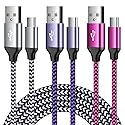 USB C Charger Cable Fast Charging Cord 3PC for Samsung Galaxy A17 A16 A15 5G/A35/S25Ultra/A54/S24FE/A14/A13/A53/S23/S21,iPhone 17 16 15,Pixel 10 Pro
