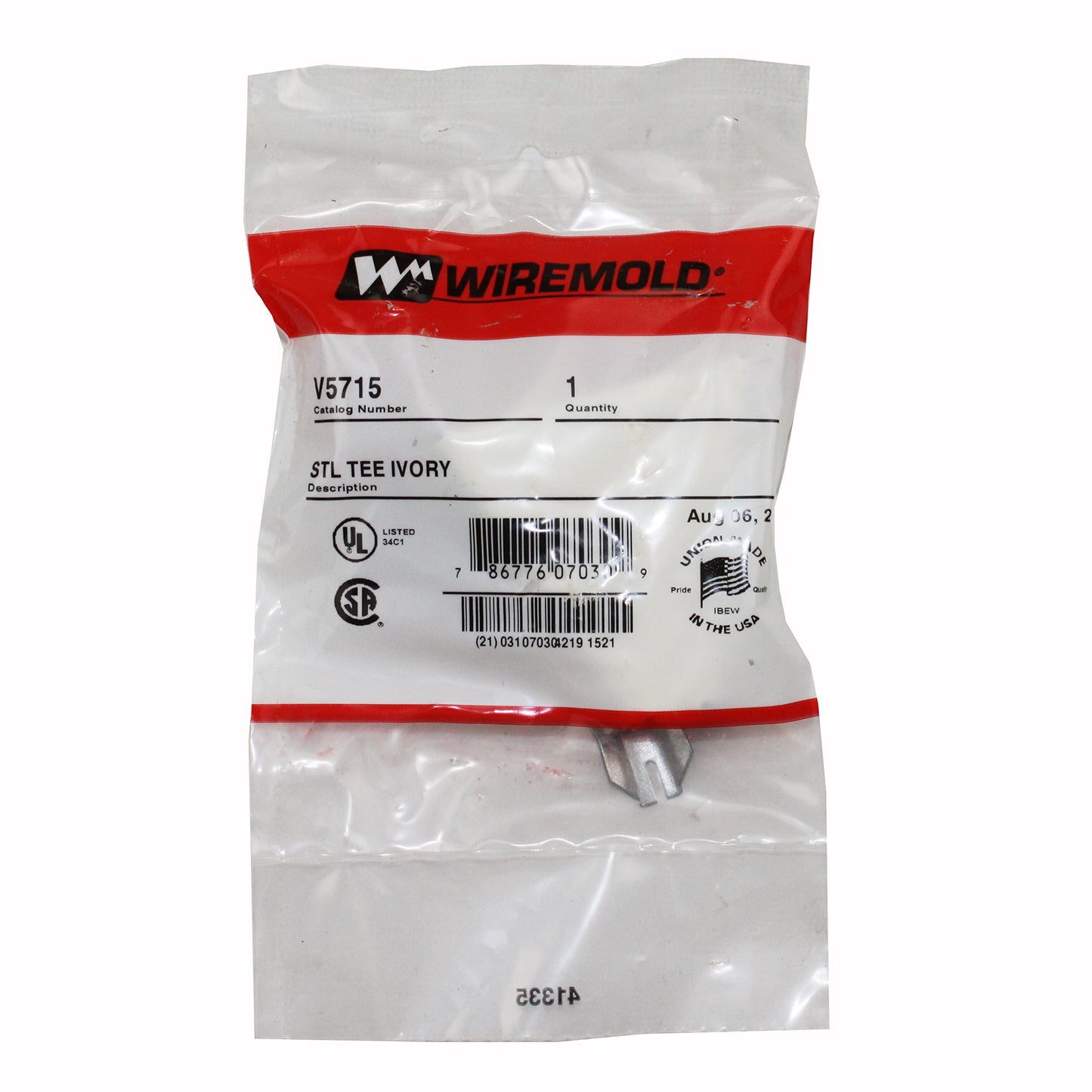 Wiremold Legrand V5715 Raceway Metallic Tee Fitting Steel Cable Raceway 2-1/2", Ivory
