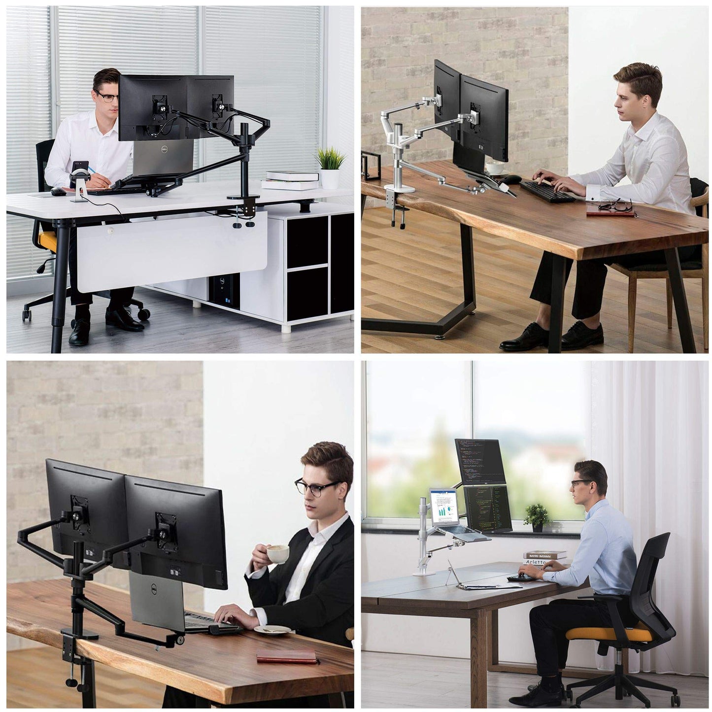 Height Adjustable Laptop Monitor Stand - Compatible with 13 to 17.3 inch Laptops, Holds 2 Monitors 11 to 27 inch with Vesa, Black