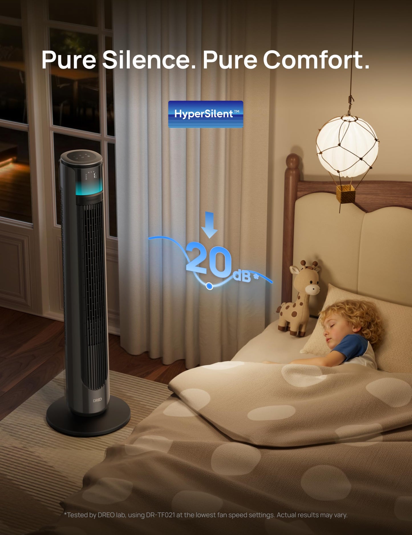 DREO Smart Tower Fan for Indoor & Outdoor Use, 33 ft/s High Velocity, 20 dB