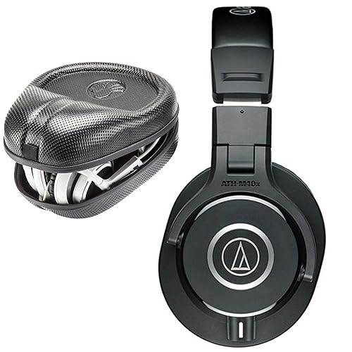 Audio-Technica ATH-M40x Monitor Headphones with SLAPPA SL-HP-07 Full Sized HardBody PRO Headphone Case