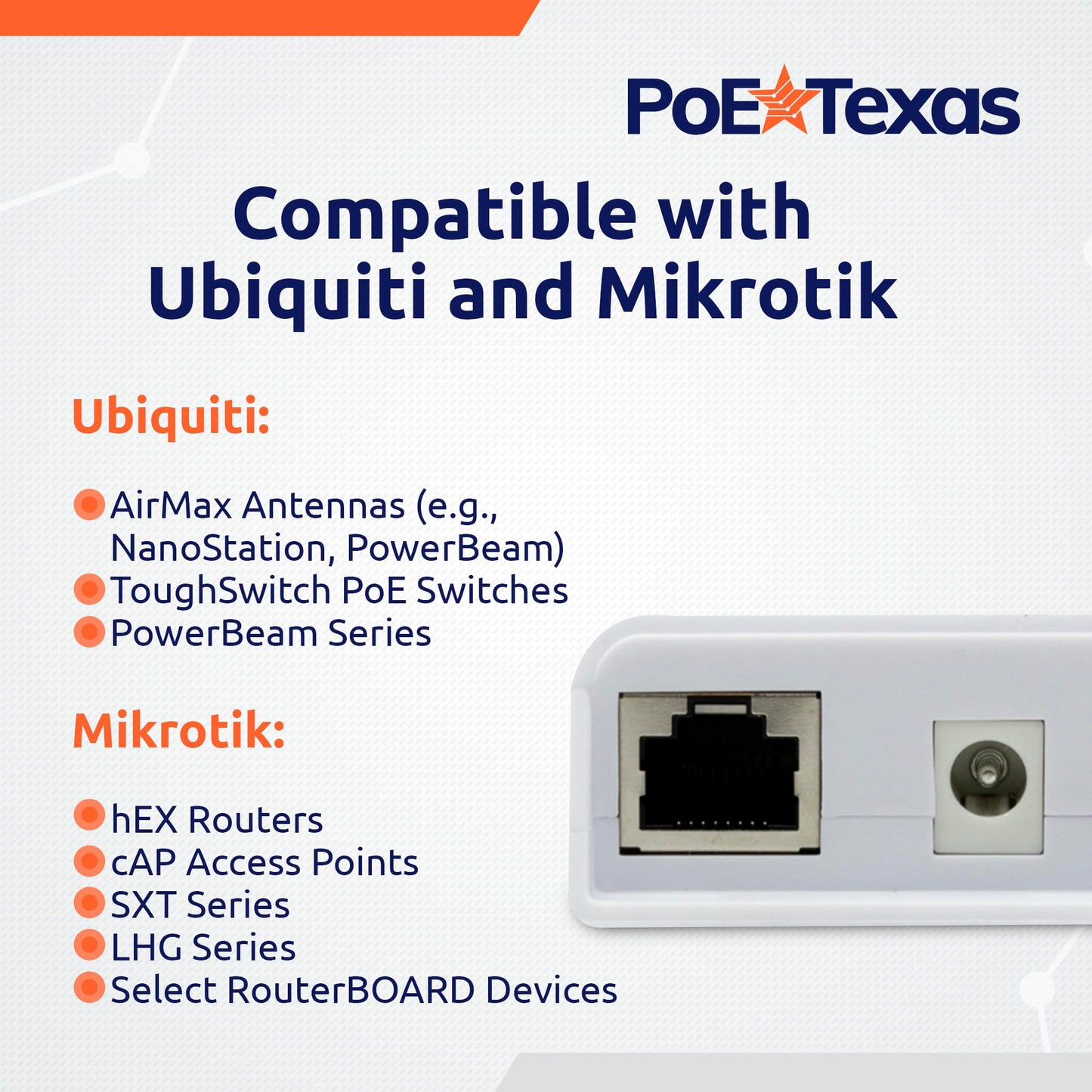 PoE Texas 48v to 24v PoE Converter - Inline PoE Splitter with 24 Volt 25 Watt PoE or DC - Converts IEEE 802.3at PoE+ to 24V Passive PoE or 24V DC…
