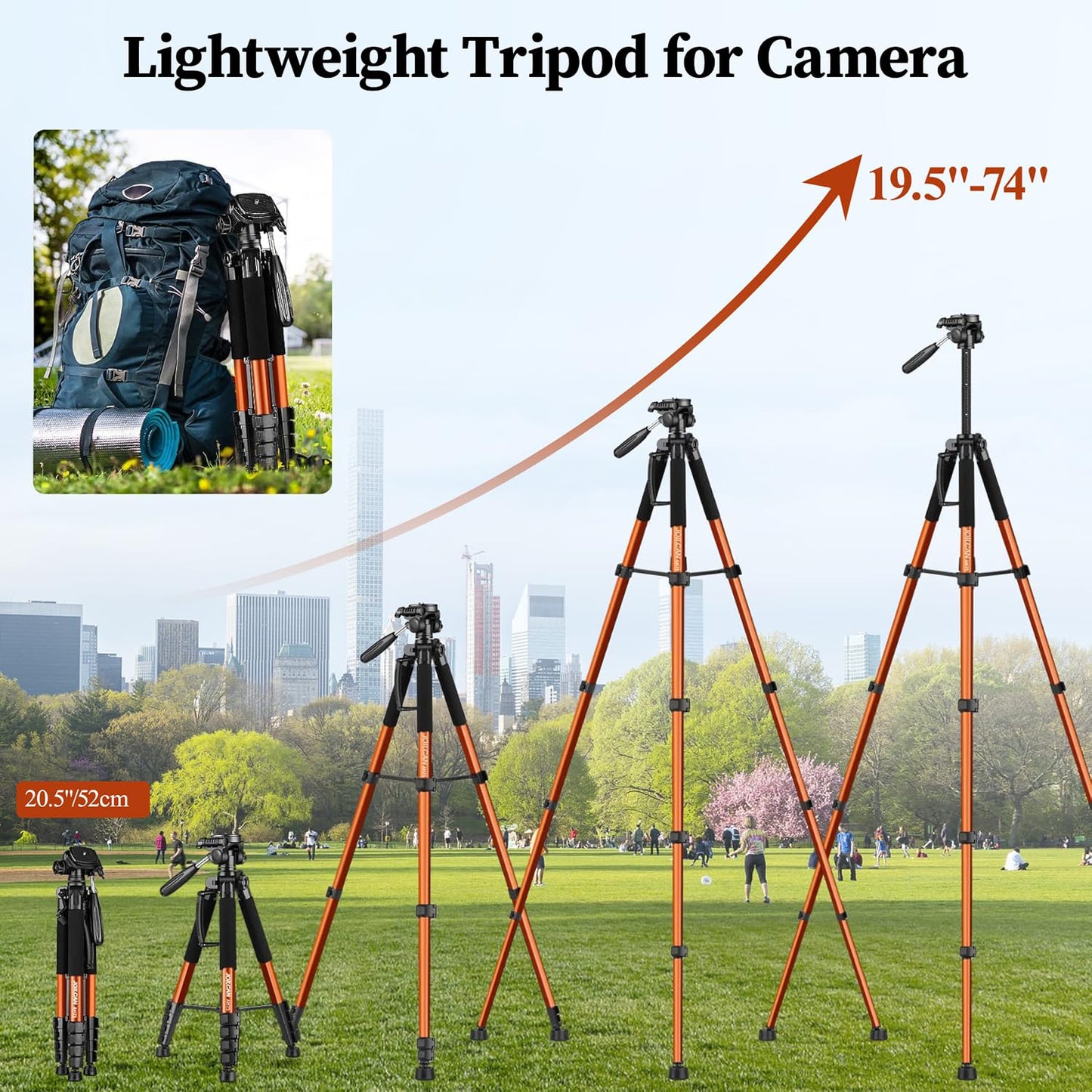 JOILCAN Tripod Camera Tripods, 74" Tripod for Camera Cell Phone Video Photography, Heavy Duty Tall Cameras Tripod Stand, Professional Travel DSLR