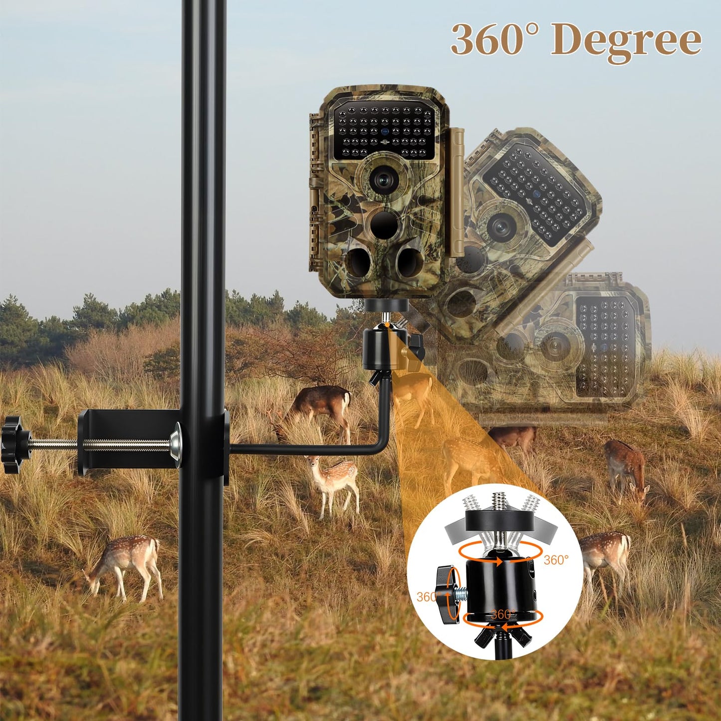 Aiuieaa Trail Camera Mount, 360 Degrees Adjustable Game Camera Holder, Compatible with Most Cameras for Wildlife Monitoring and Tree Mounting, Easy