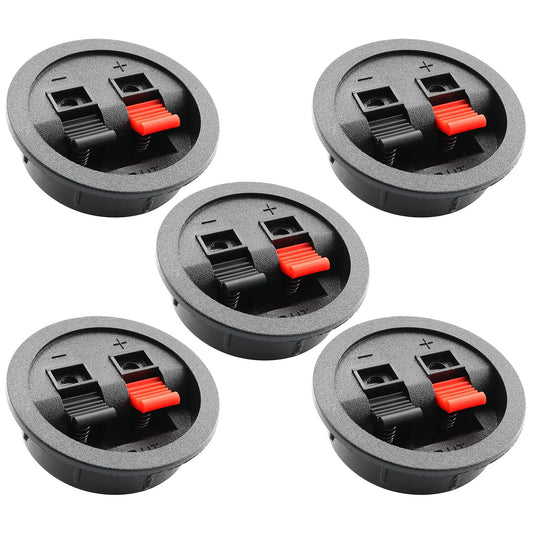 SQXBK Push Type Speaker Terminal Board 5 PCS Round Pressfit Terminal Wire Cup Connector Speaker Box Subwoofer 2 Positions Black Circular Power