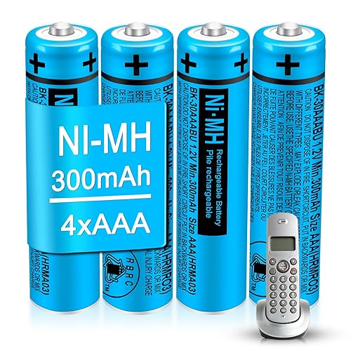 EOCIK BK-30AAABU AAA Rechargeable Battery 4 Pack 300mah NI-MH AAA Batteries 1.2V for Panasonic Cordless Phones,Remote Controls,Electronics
