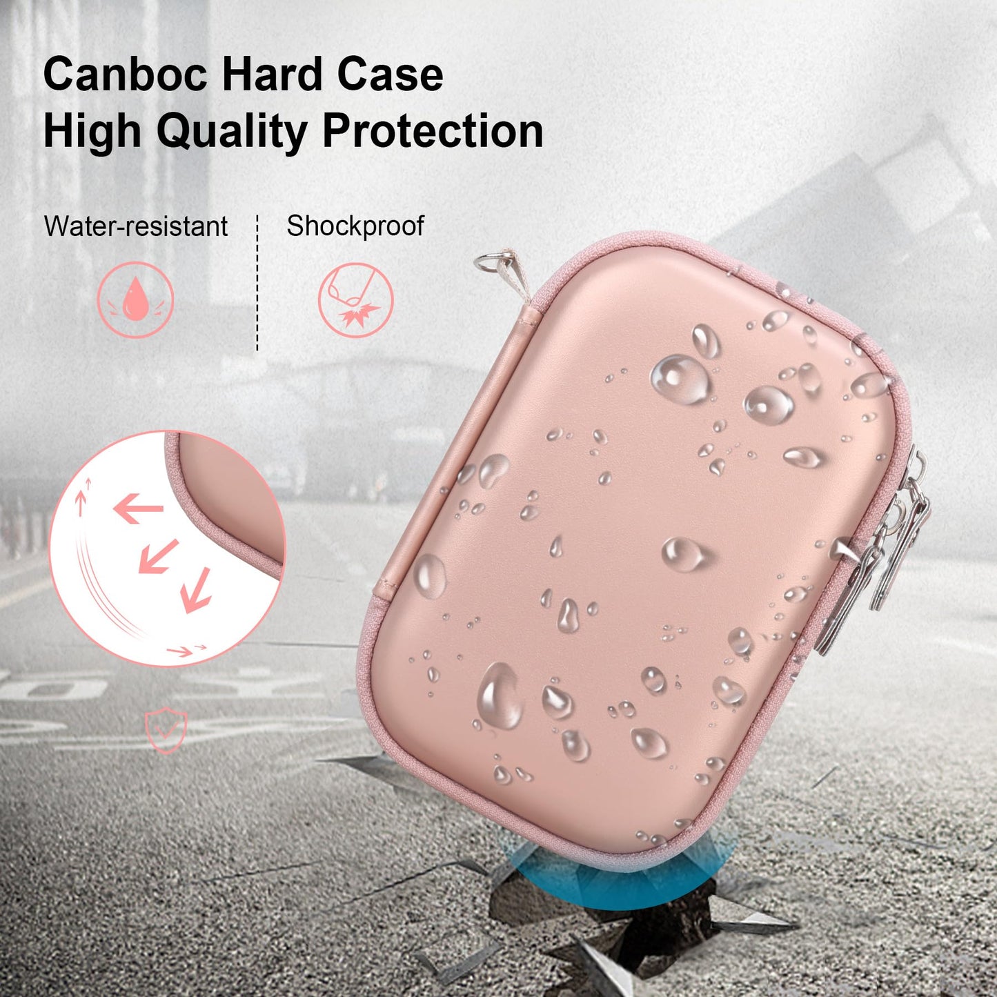 Canboc Hard Drive Carrying Case for Western Digital Elements WD My Passport Canvio Basics Seagate Backup Plus Slim 1TB 2TB 3TB 4TB, External Hard