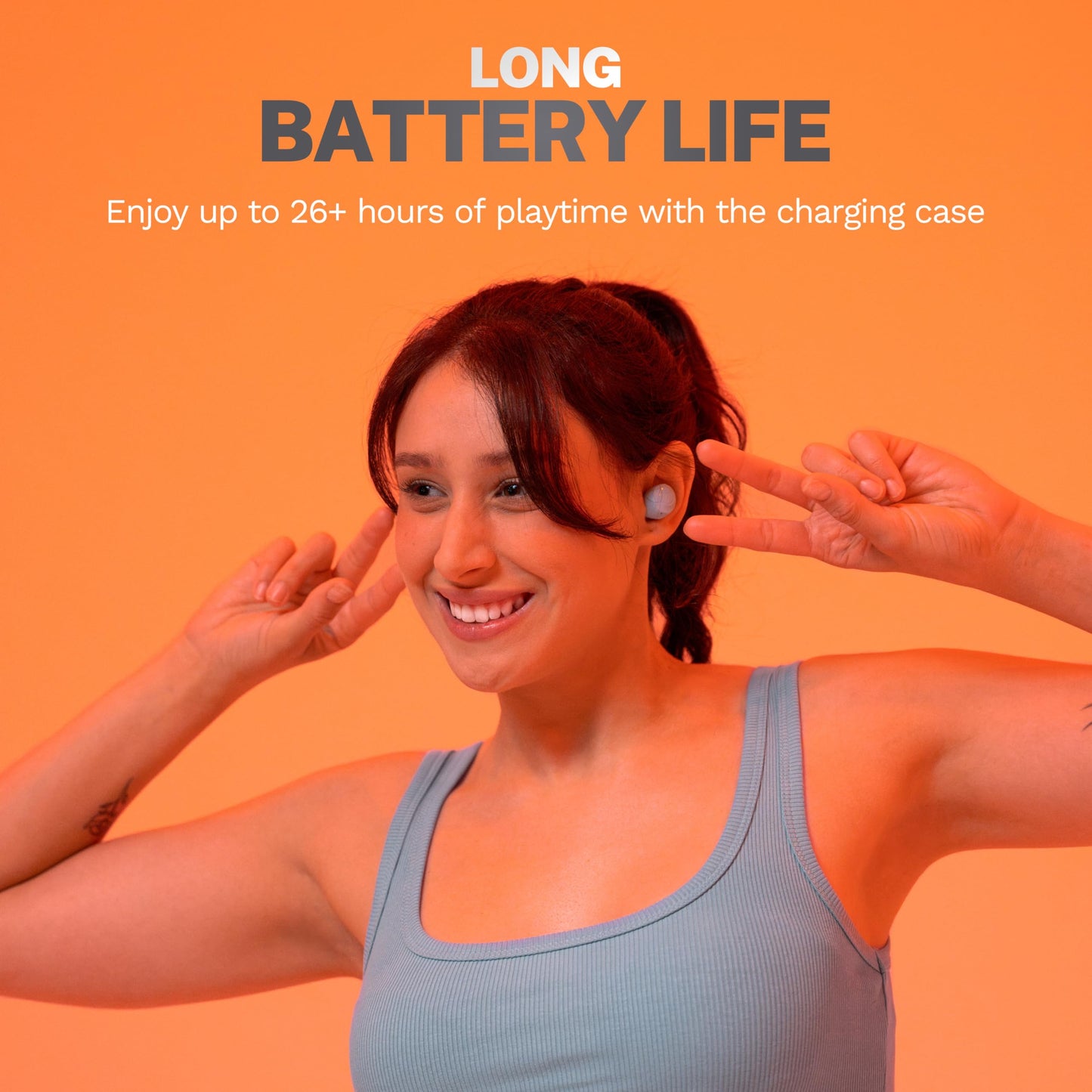 JLab Go Air Pop+, True Wireless Earbuds, Bluetooth Earbuds with Microphone, Dual Connect, EQ3 Sound, Light Blue