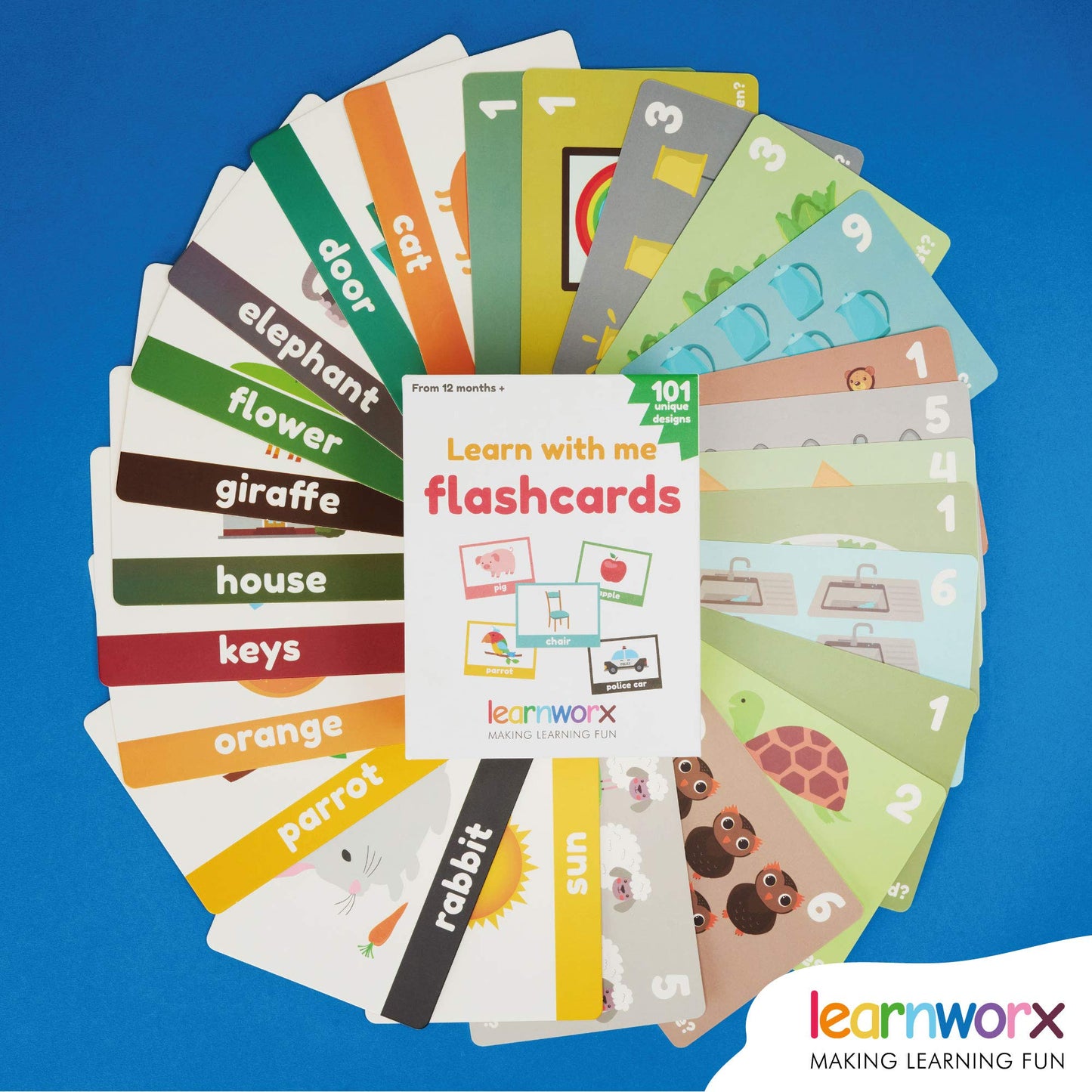 LearnWorx 101 Baby Flash Cards for Toddlers Ages 1–3 – Award-Winning First Words & Numbers Learning Cards, Speech & Play Toy for Preschool Kids