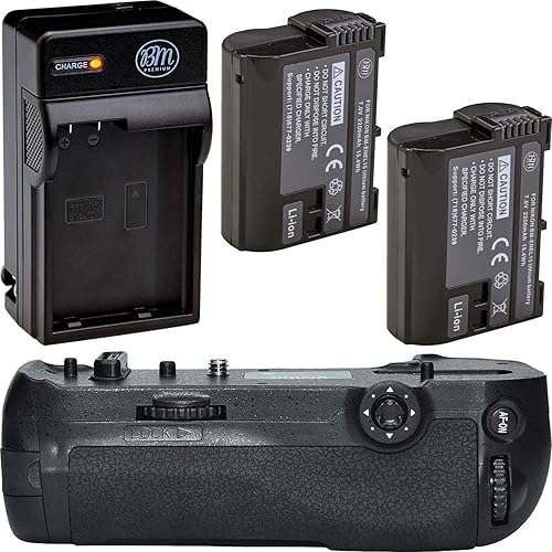 Battery Grip Kit for Nikon D850 Digital SLR Camera - Includes Qty 2 BM Premium EN-EL15 Batteries + Rapid Battery Charger + MB-D18 Replacement Battery